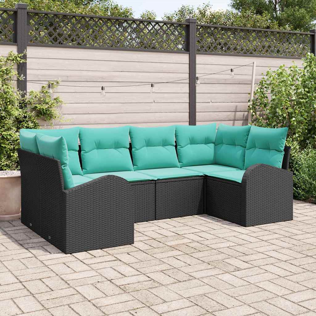 Gartensofa-Set Mit Kissen 6 Pcs Poly-Rattan