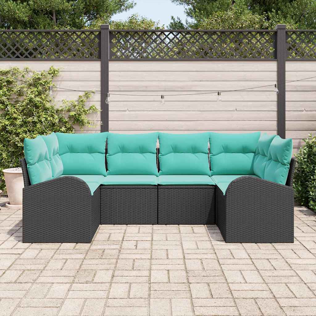 Gartensofa-Set Mit Kissen 6 Pcs Poly-Rattan