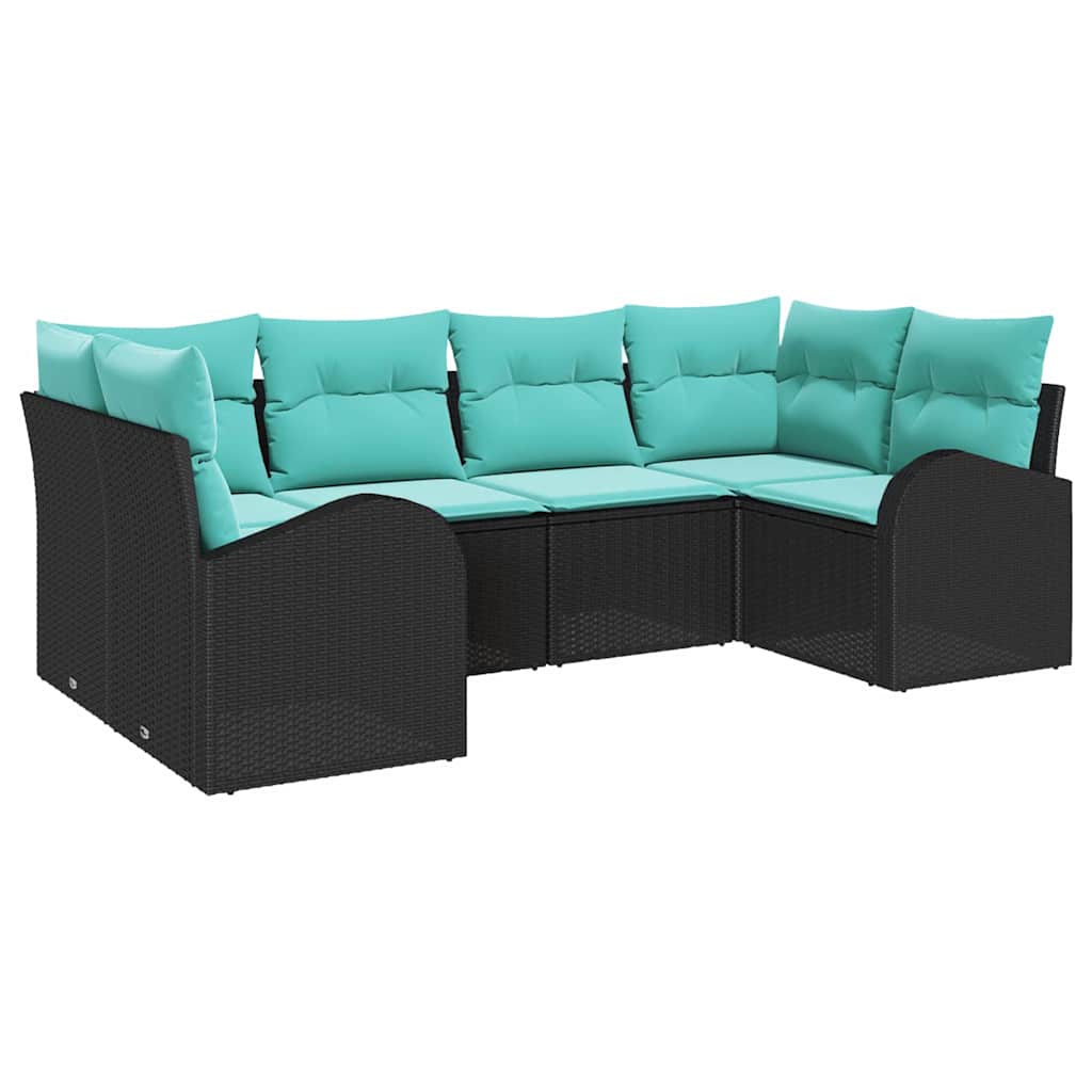Gartensofa-Set Mit Kissen 6 Pcs Poly-Rattan
