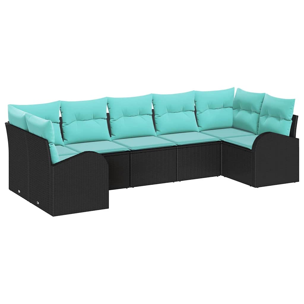 Gartensofa-Set Mit Kissen 7 Pcs Poly-Rattan