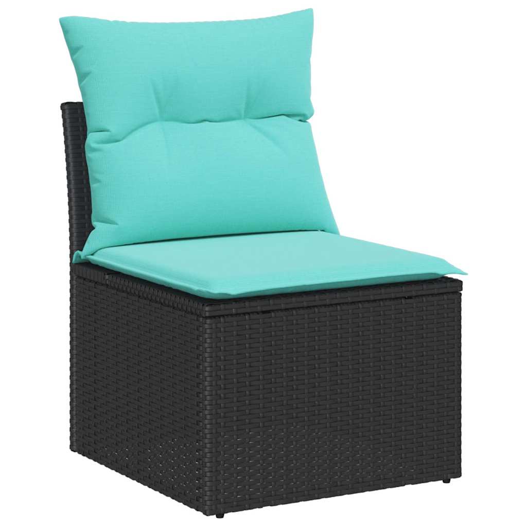 Gartensofa-Set Mit Kissen 7 Pcs Poly-Rattan