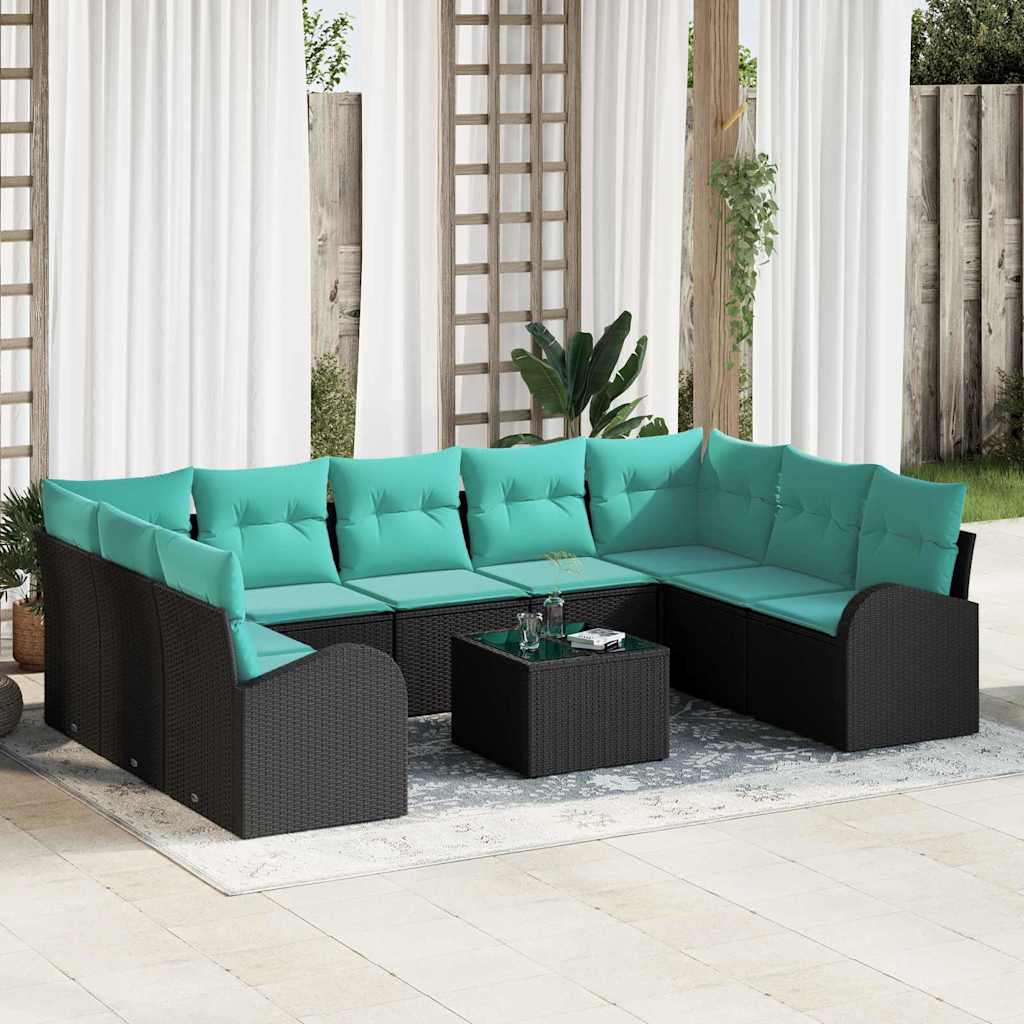 Gartensofa-Set Mit Kissen 10 Pcs Poly-Rattan