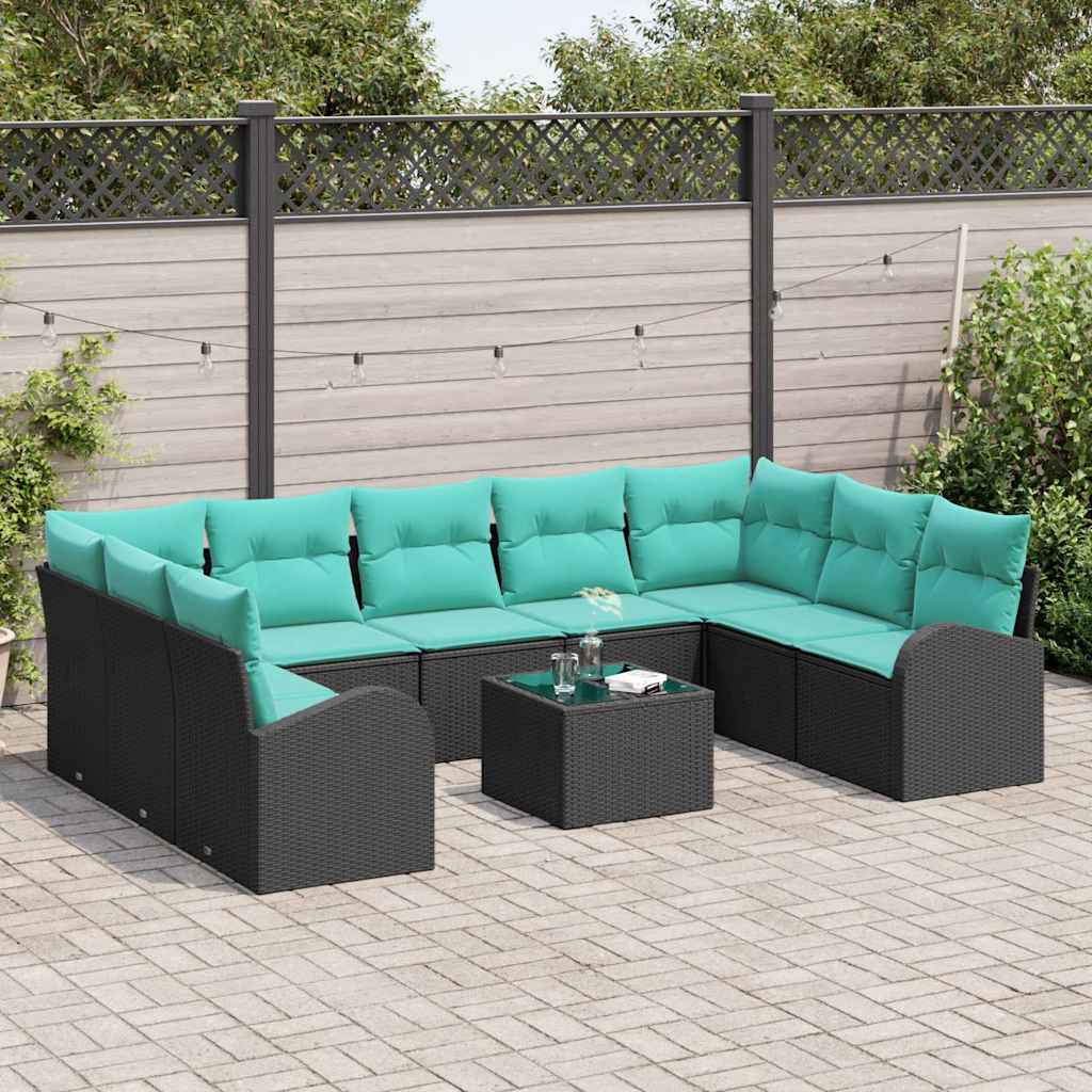 Gartensofa-Set Mit Kissen 10 Pcs Poly-Rattan