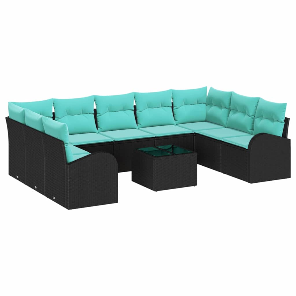 Gartensofa-Set Mit Kissen 10 Pcs Poly-Rattan