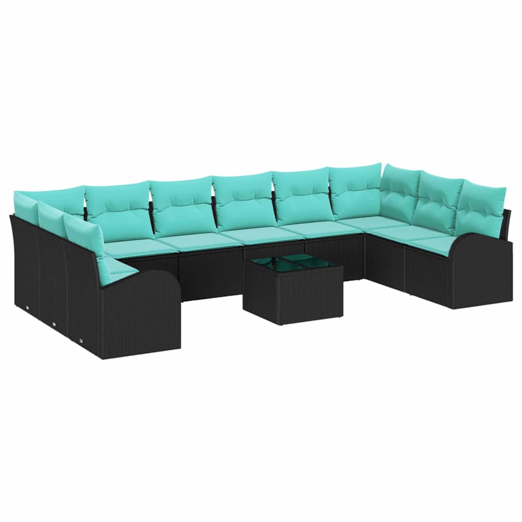Gartensofa-Set Mit Kissen 11 Pcs Poly-Rattan