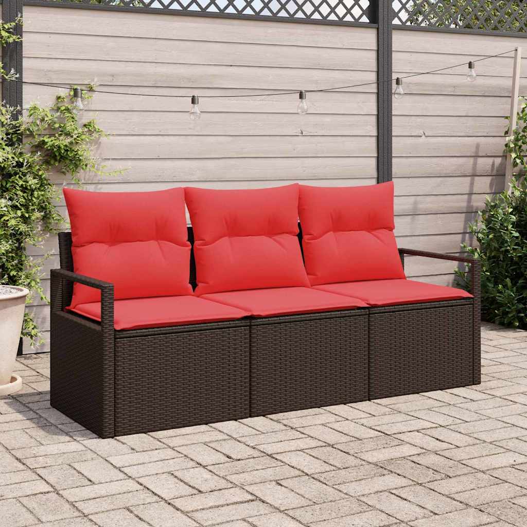 Gartensofa-Set Mit Kissen 3 Pcs Poly-Rattan
