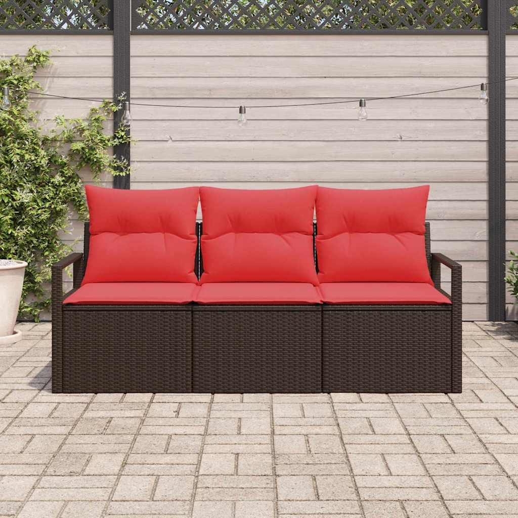 Gartensofa-Set Mit Kissen 3 Pcs Poly-Rattan