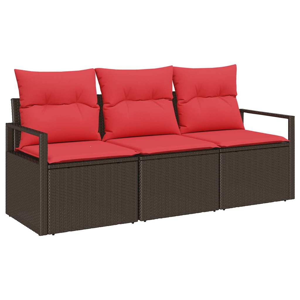 Gartensofa-Set Mit Kissen 3 Pcs Poly-Rattan
