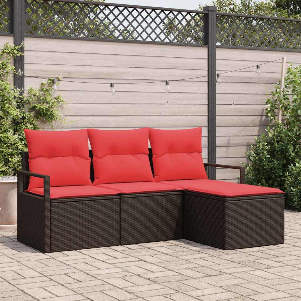 Sofa Set Mit Kissen 4 Pcs Poly-Rattan