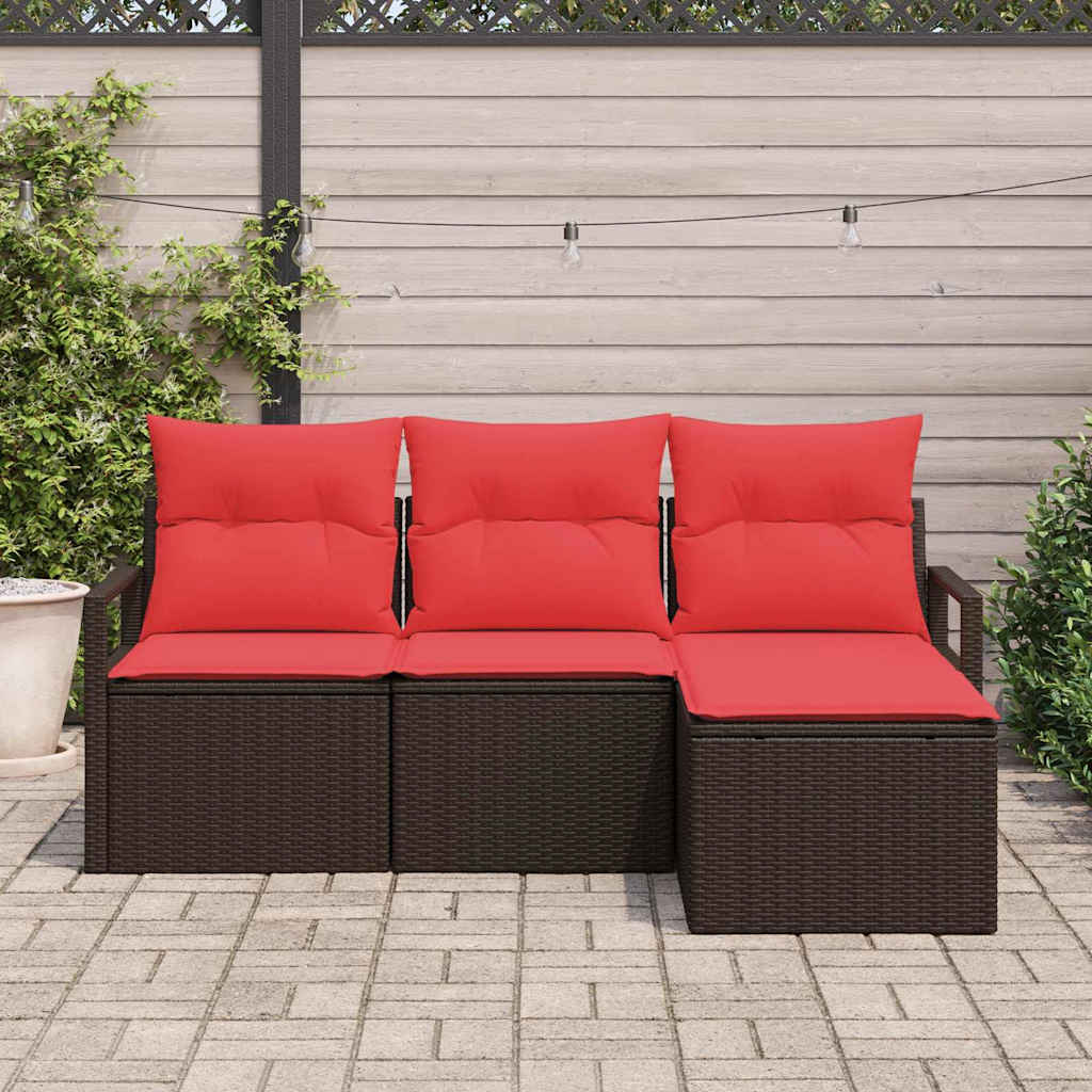 Sofa Set Mit Kissen 4 Pcs Poly-Rattan