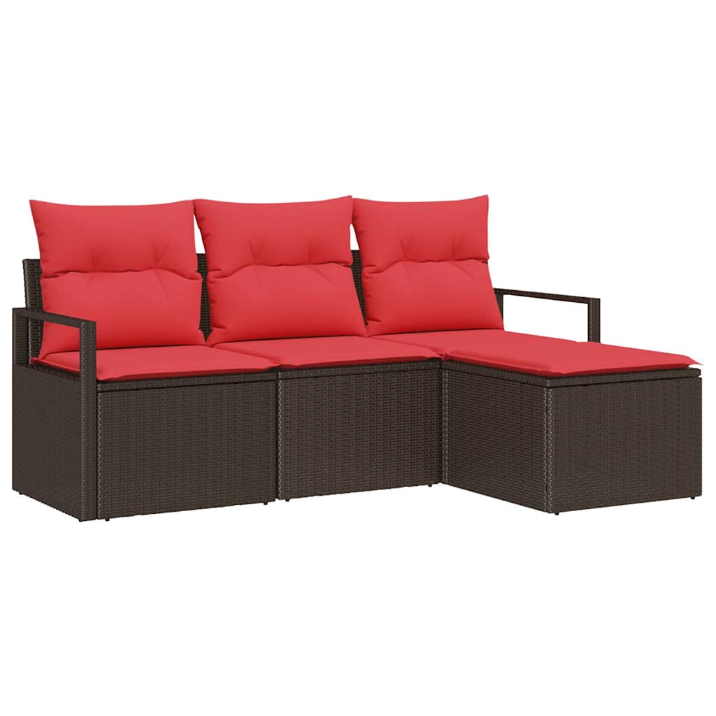Sofa Set Mit Kissen 4 Pcs Poly-Rattan