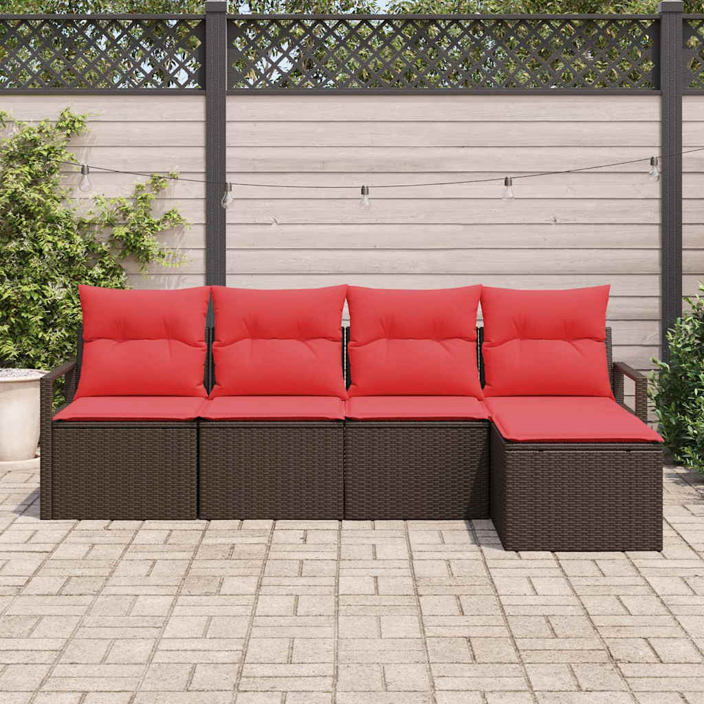 Sofa Set Mit Kissen 5 Pcs Poly-Rattan