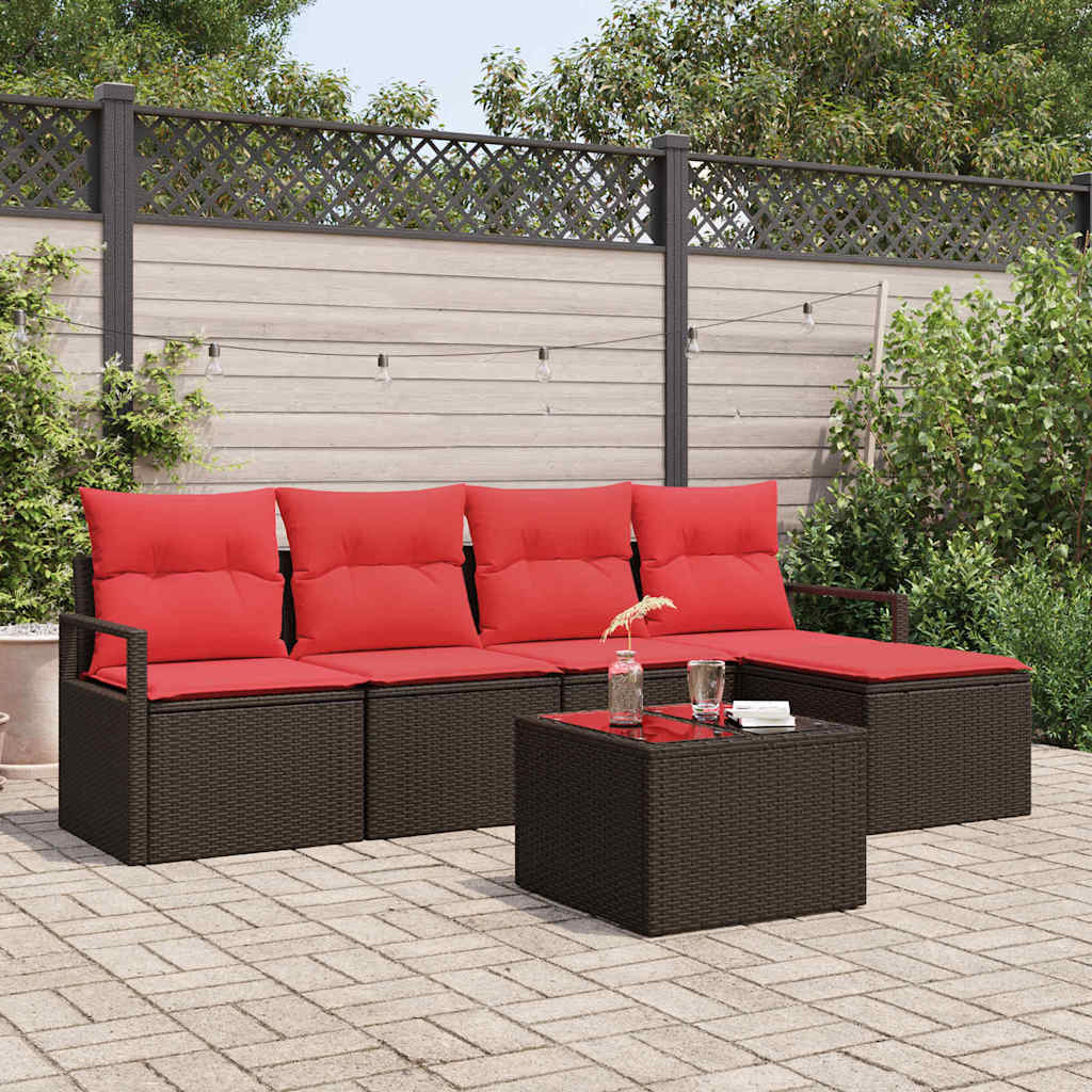Sofa Set Mit Kissen 5 Pcs Poly-Rattan