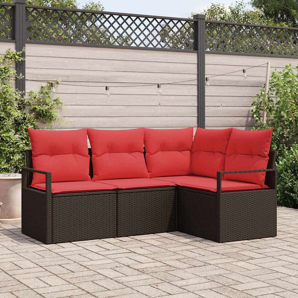 Gartensofa-Set Mit Kissen 4 Pcs Poly-Rattan