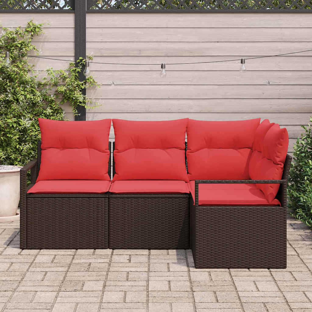 Gartensofa-Set Mit Kissen 4 Pcs Poly-Rattan