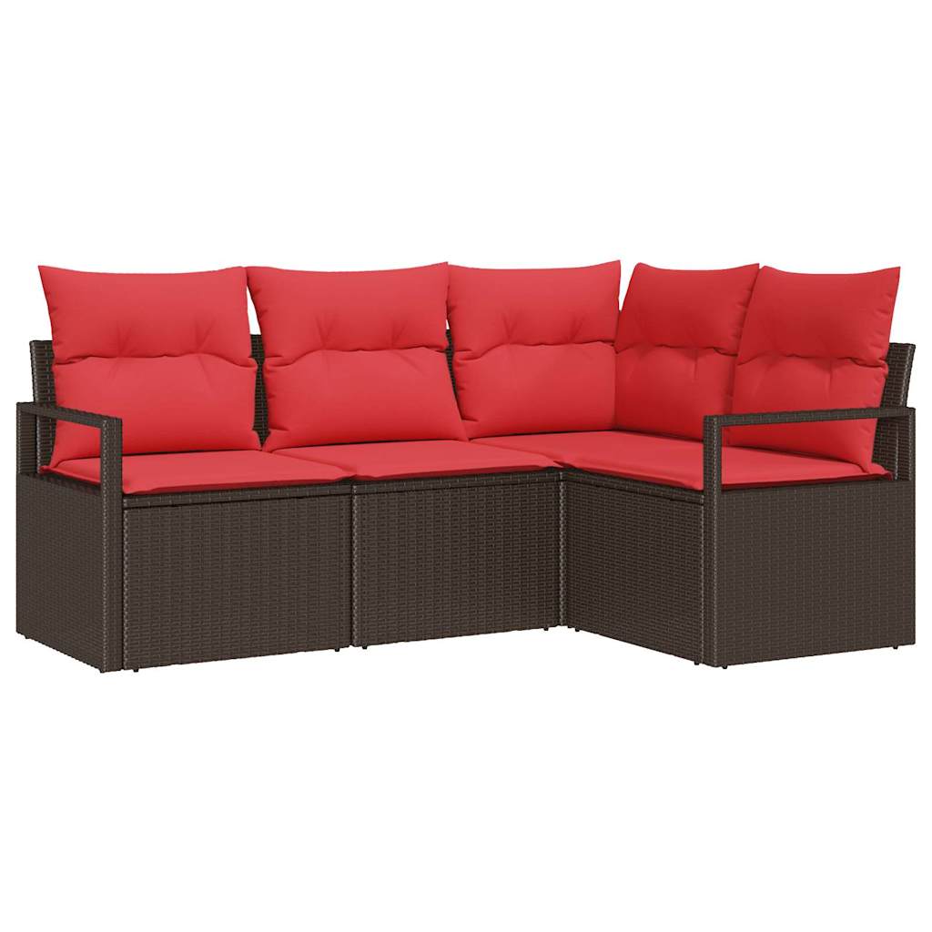 Gartensofa-Set Mit Kissen 4 Pcs Poly-Rattan