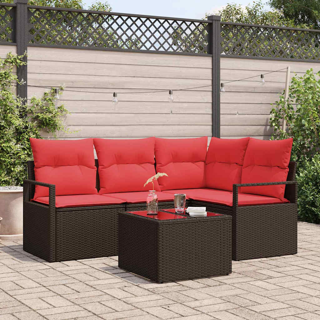 Gartensofa-Set Mit Kissen 4 Pcs Poly-Rattan