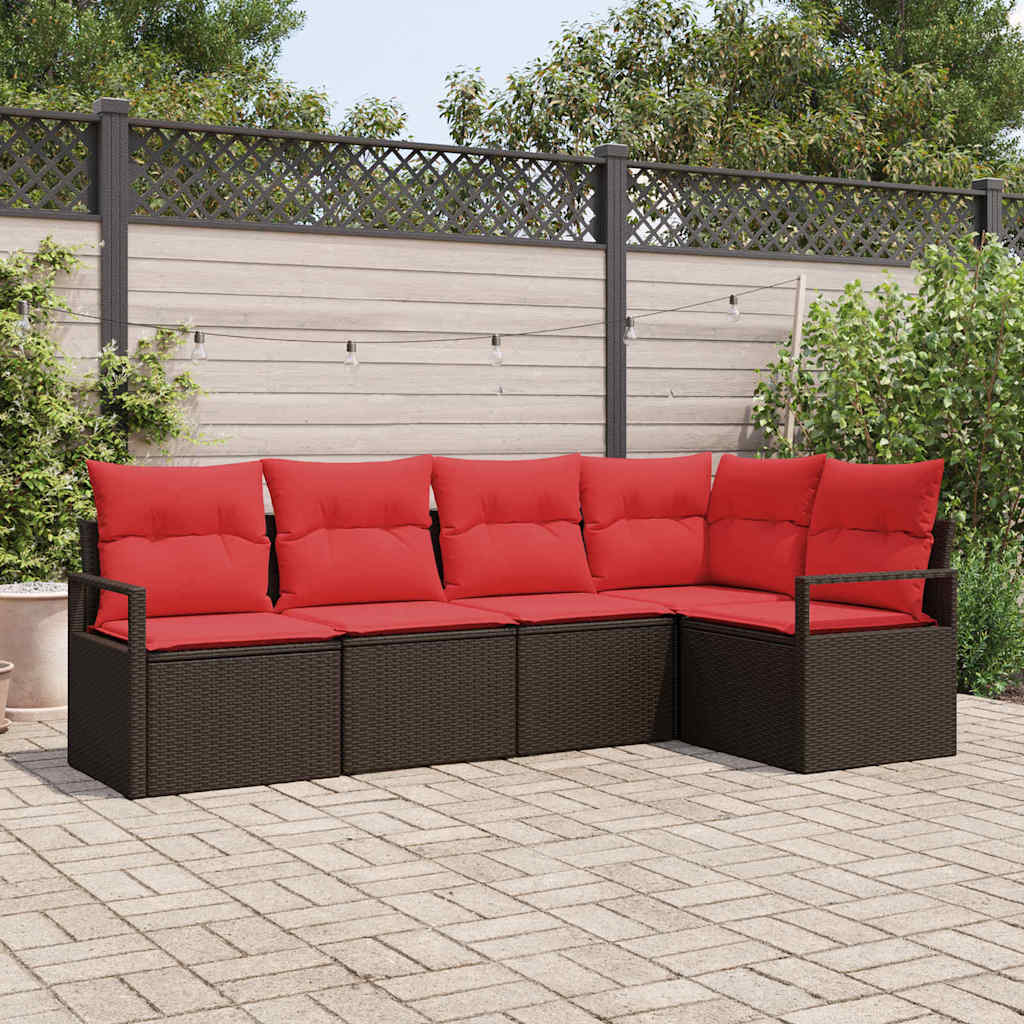 Gartensofa-Set Mit Kissen 5 Pcs Poly-Rattan
