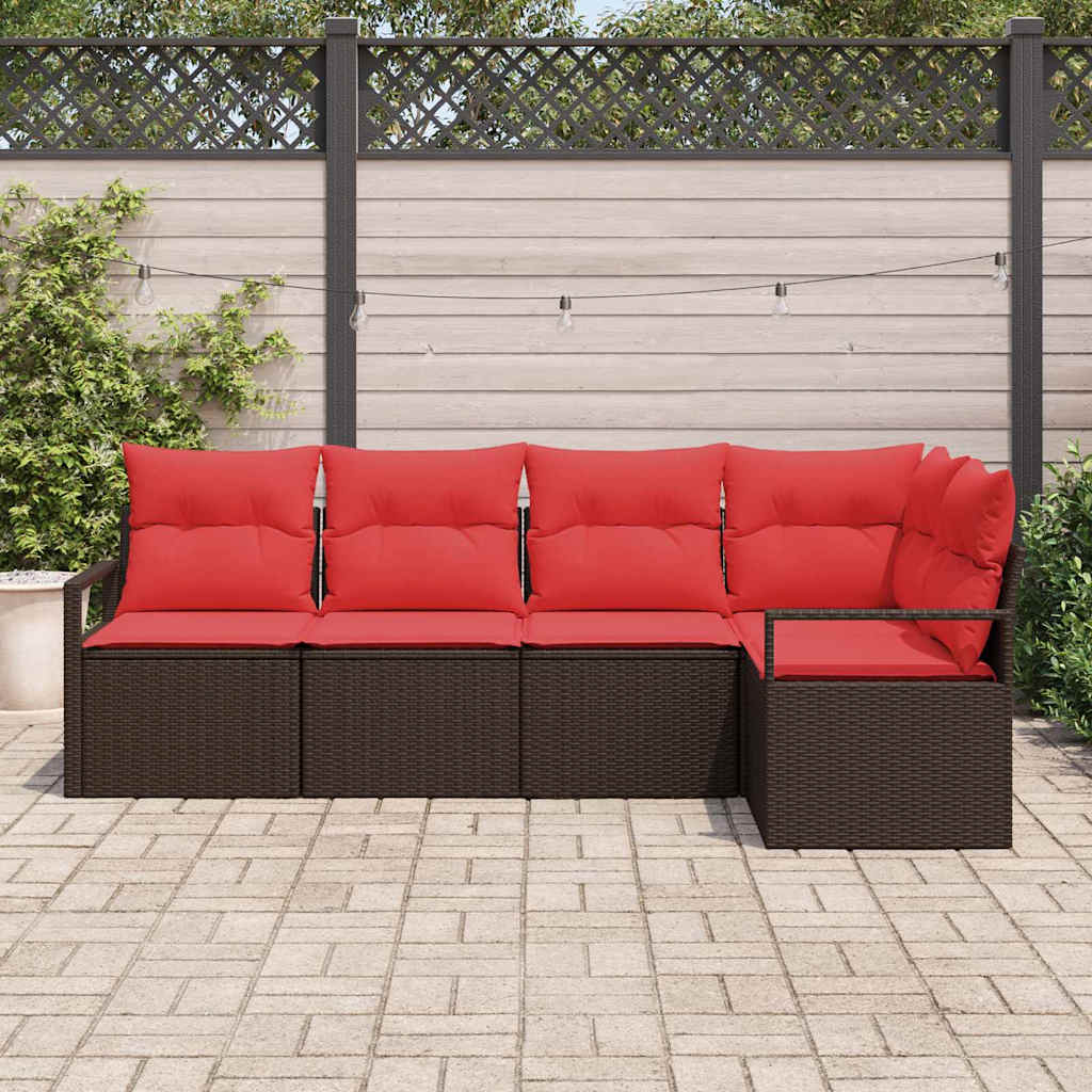 Gartensofa-Set Mit Kissen 5 Pcs Poly-Rattan