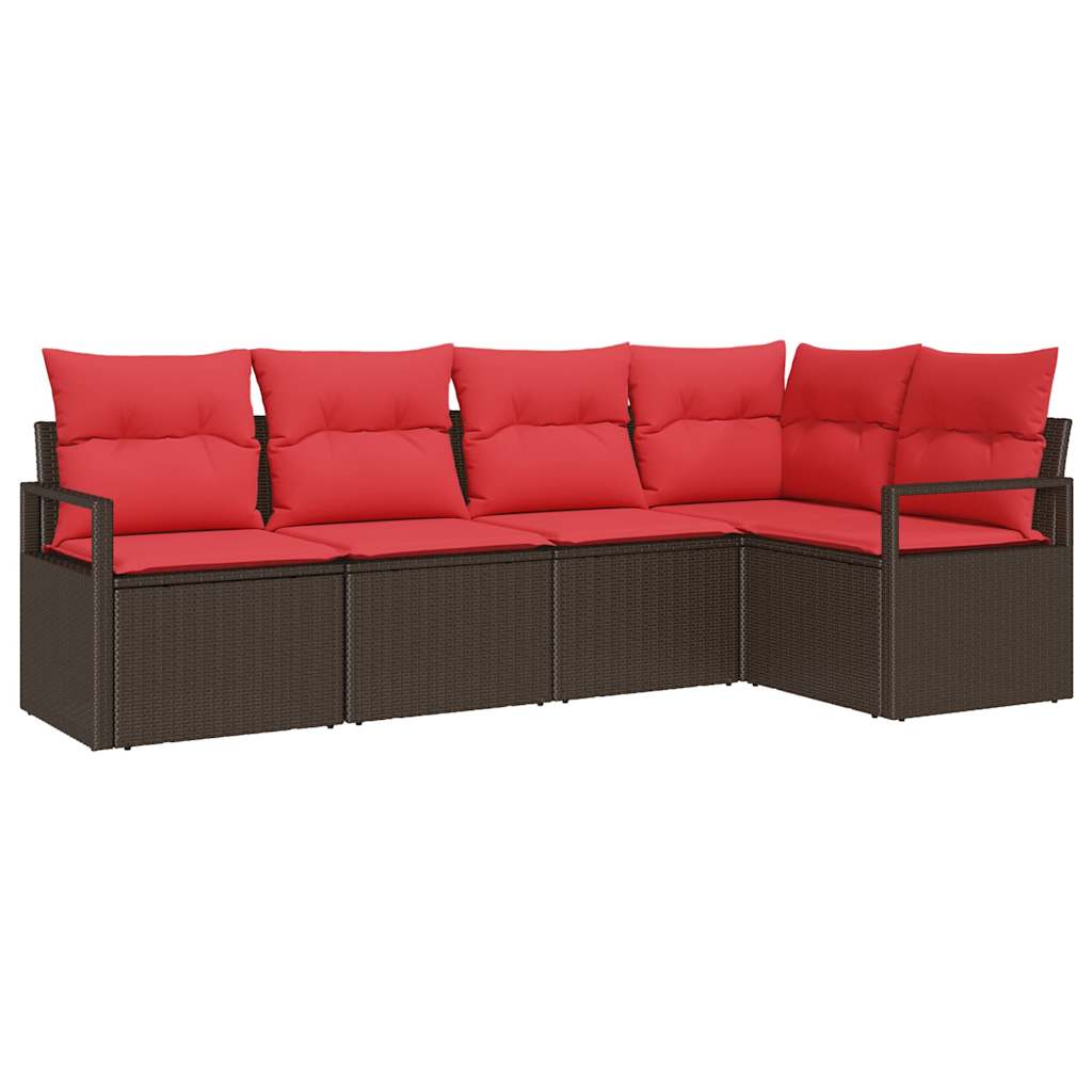 Gartensofa-Set Mit Kissen 5 Pcs Poly-Rattan