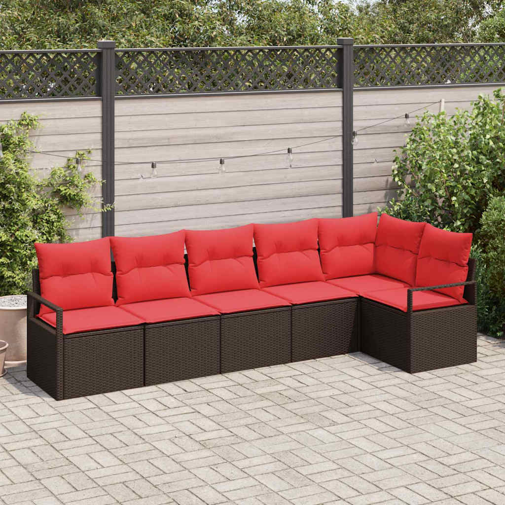Gartensofa-Set Mit Kissen 6 Pcs Poly-Rattan