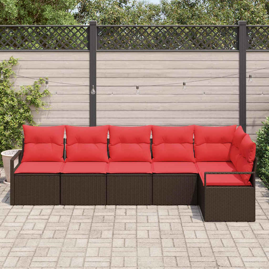 Gartensofa-Set Mit Kissen 6 Pcs Poly-Rattan