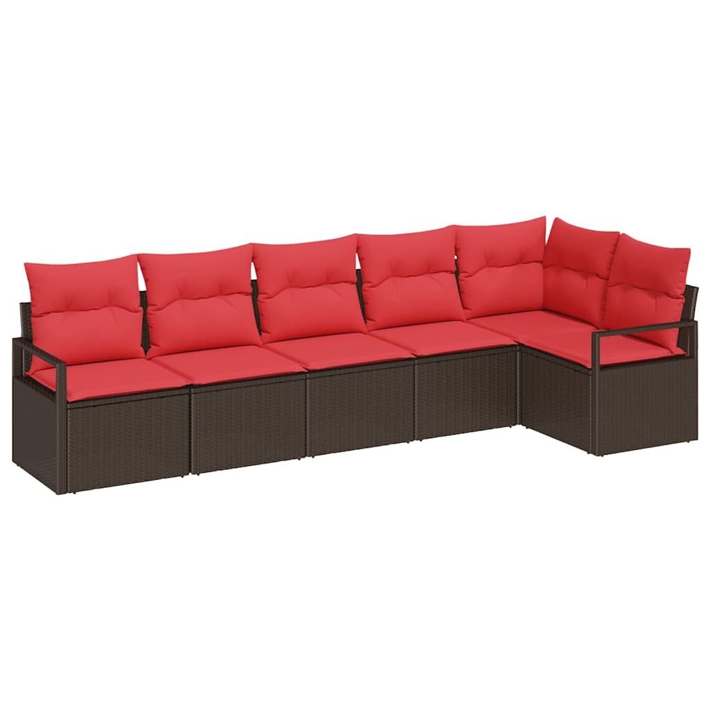 Gartensofa-Set Mit Kissen 6 Pcs Poly-Rattan
