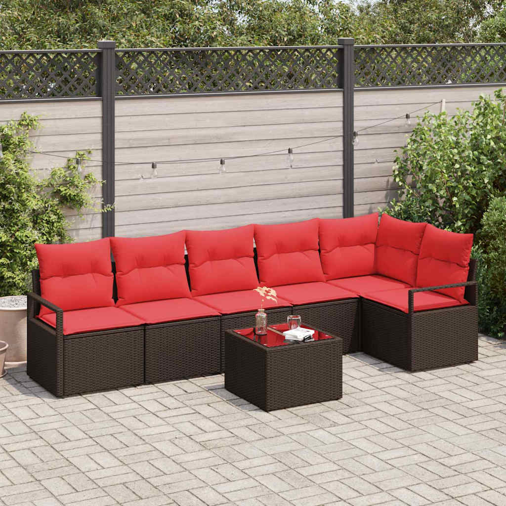 Gartensofa-Set Mit Kissen 6 Pcs Poly-Rattan