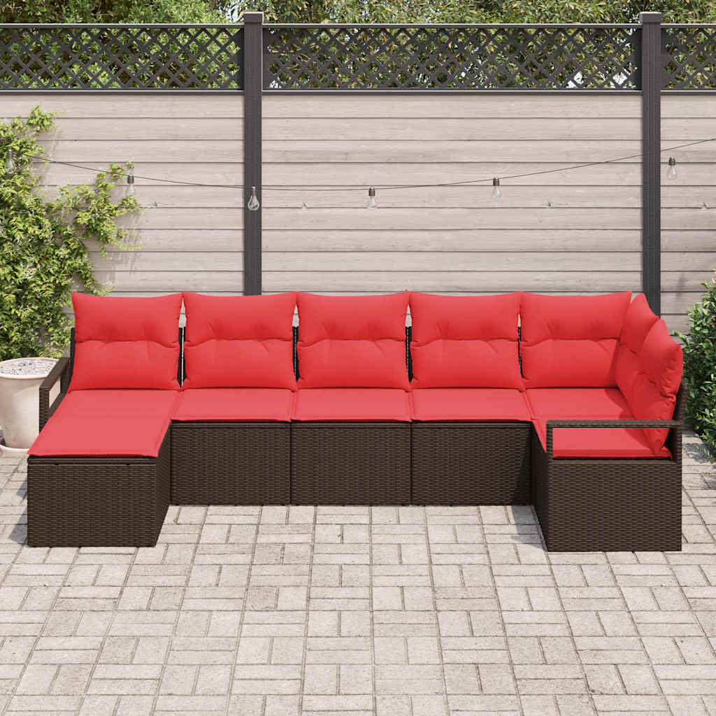 Sofa Set Mit Kissen 7 Pcs Poly-Rattan