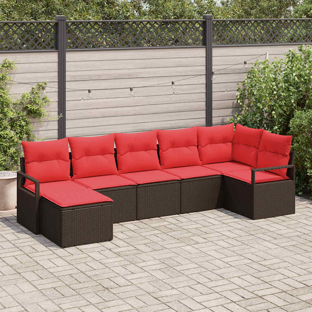 Sofa Set Mit Kissen 7 Pcs Poly-Rattan