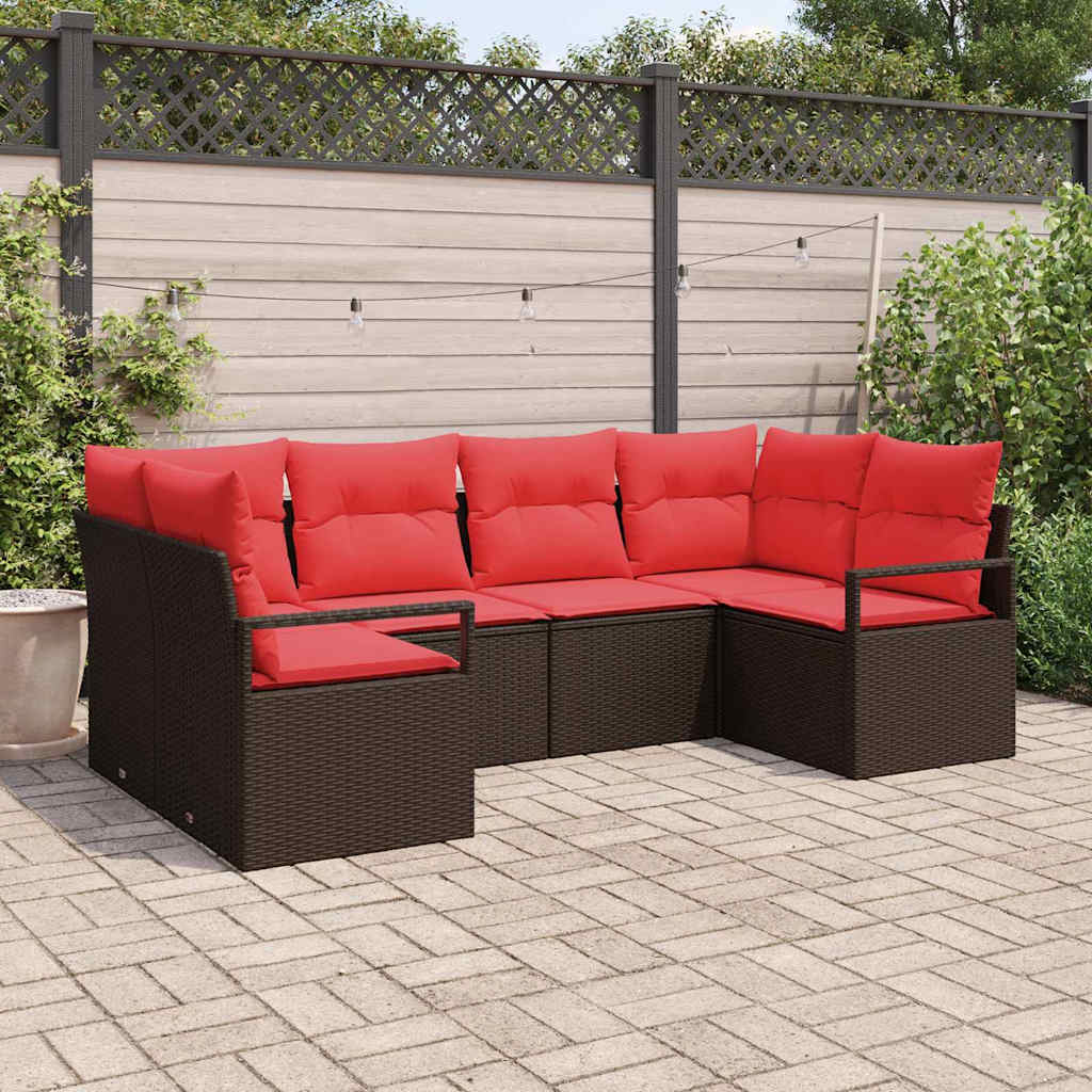 Gartensofa-Set Mit Kissen 6 Pcs Poly-Rattan