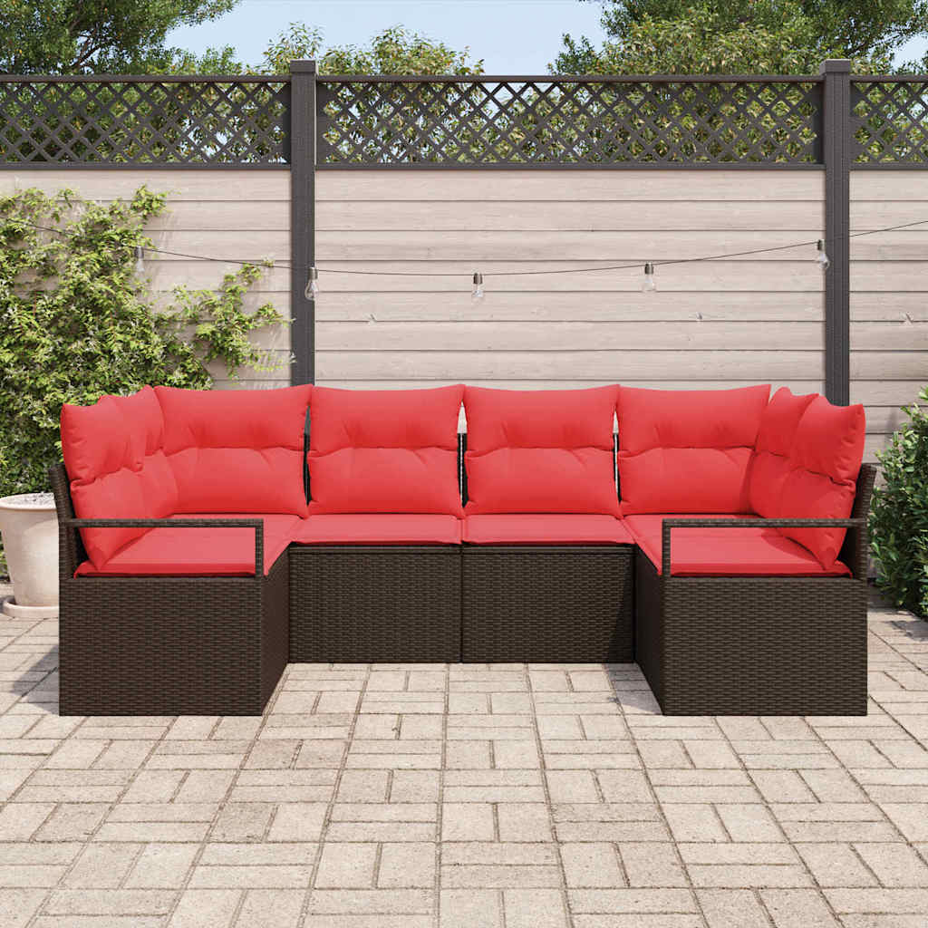 Gartensofa-Set Mit Kissen 6 Pcs Poly-Rattan