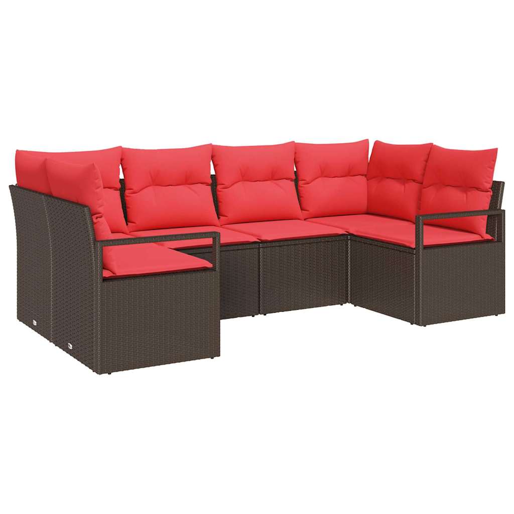 Gartensofa-Set Mit Kissen 6 Pcs Poly-Rattan