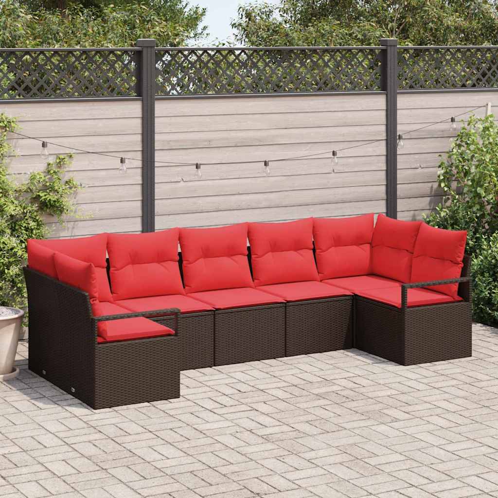 Gartensofa-Set Mit Kissen 7 Pcs Poly-Rattan