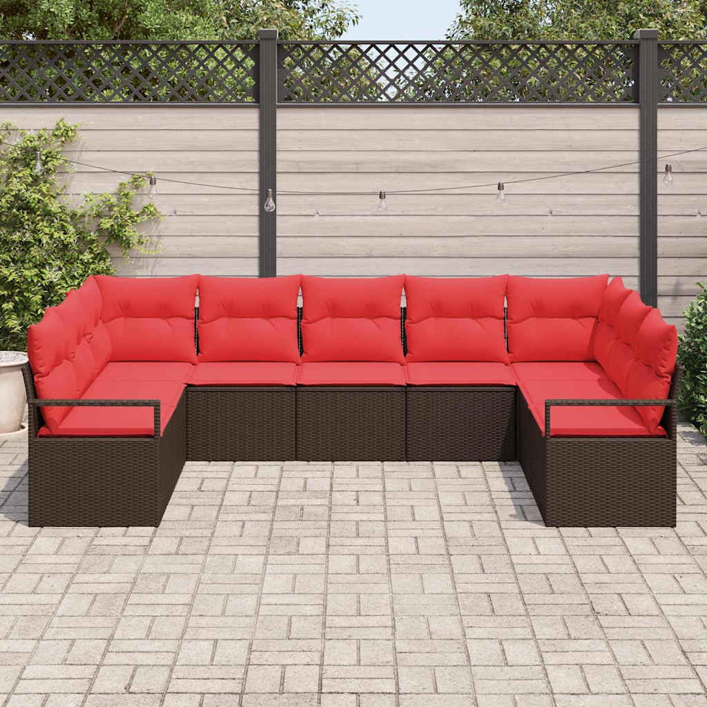 Gartensofa-Set Mit Kissen 7 Pcs Poly-Rattan