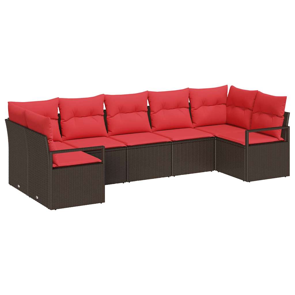 Gartensofa-Set Mit Kissen 7 Pcs Poly-Rattan