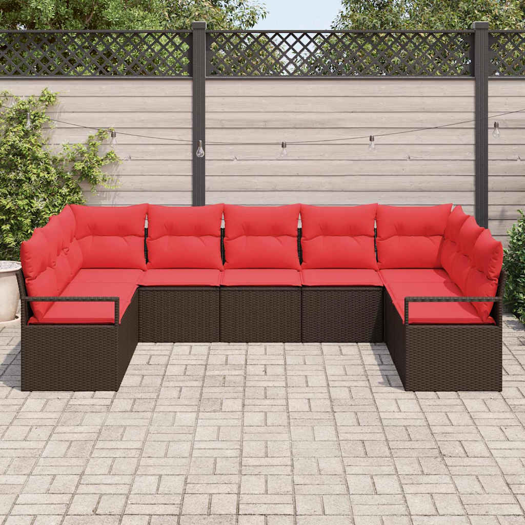 Gartensofa-Set Mit Kissen 9 Pcs Poly-Rattan