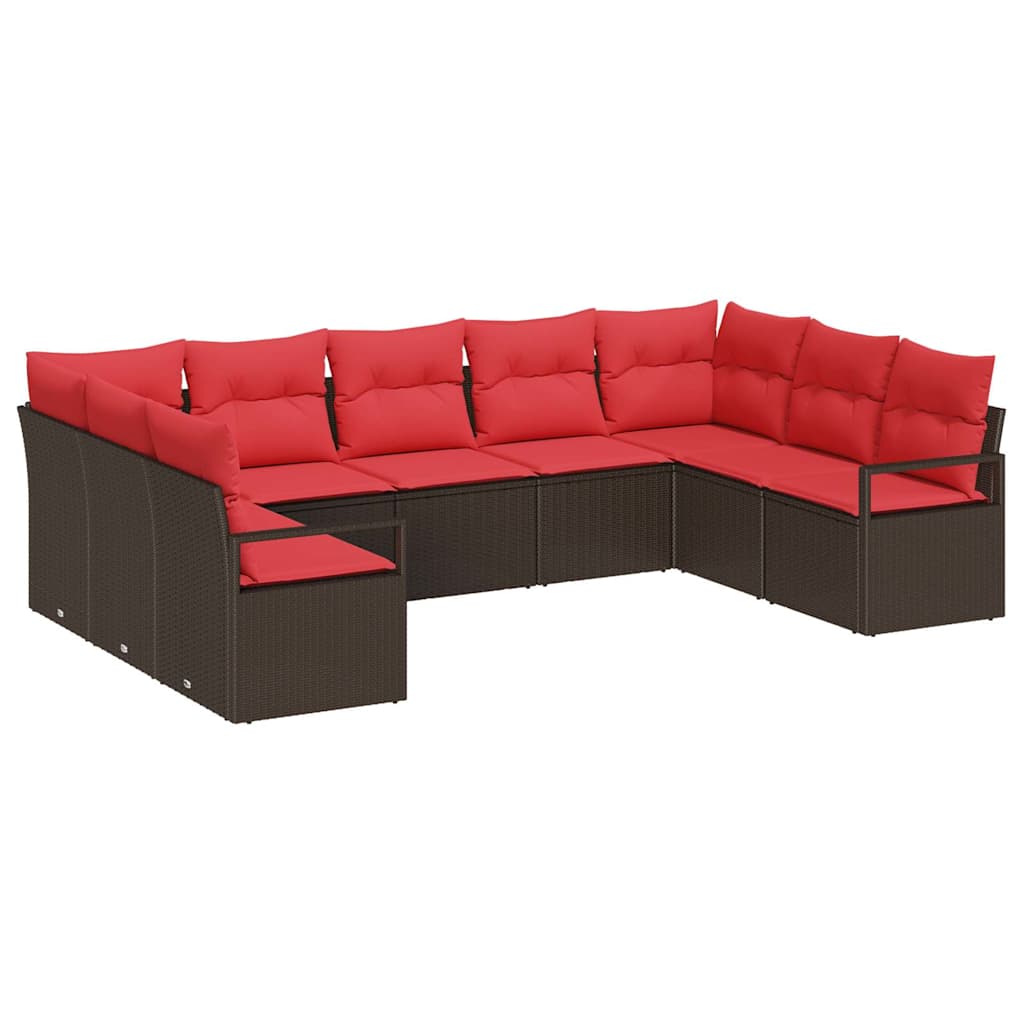 Gartensofa-Set Mit Kissen 9 Pcs Poly-Rattan