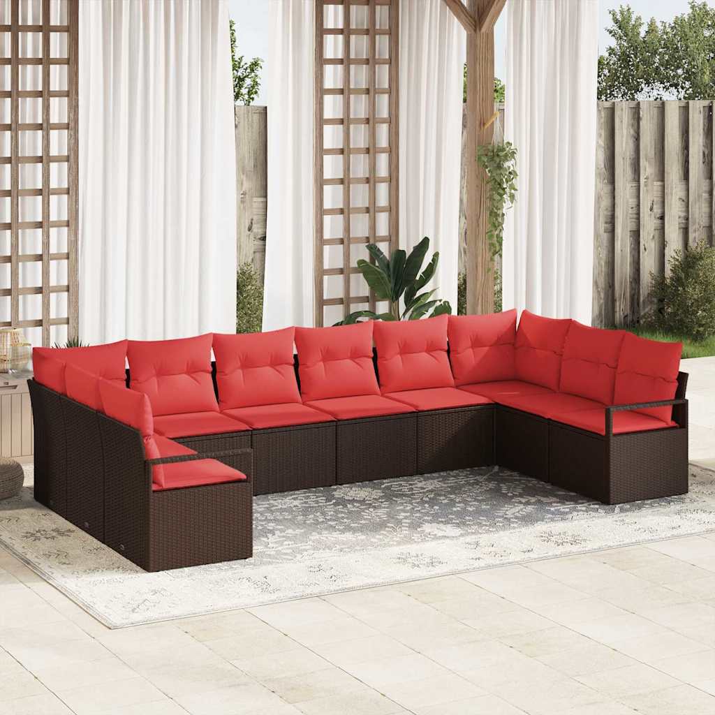 Gartensofa-Set Mit Kissen 10 Pcs Poly-Rattan