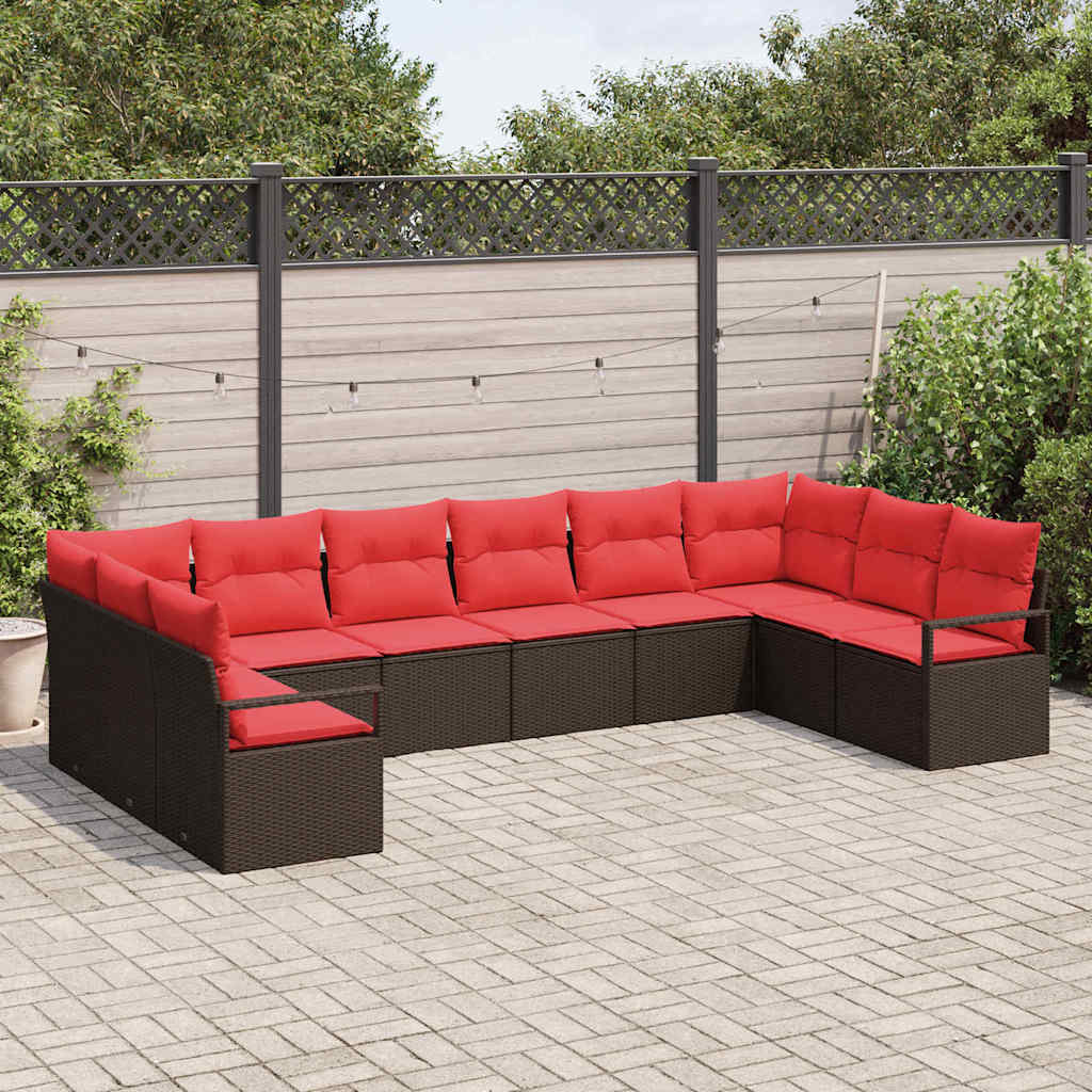 Gartensofa-Set Mit Kissen 10 Pcs Poly-Rattan