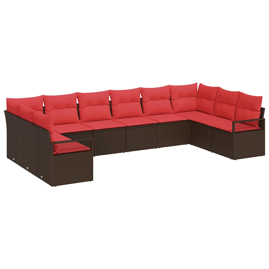 Gartensofa-Set Mit Kissen 10 Pcs Poly-Rattan