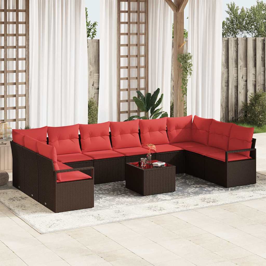 Gartensofa-Set Mit Kissen 10 Pcs Poly-Rattan