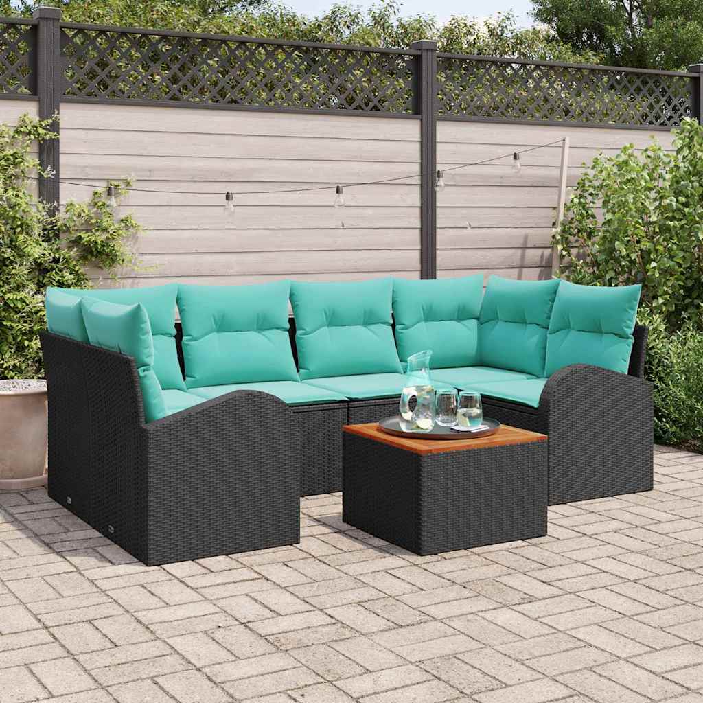 Gartensofa-Set 7 Pcs Poly-Rattan