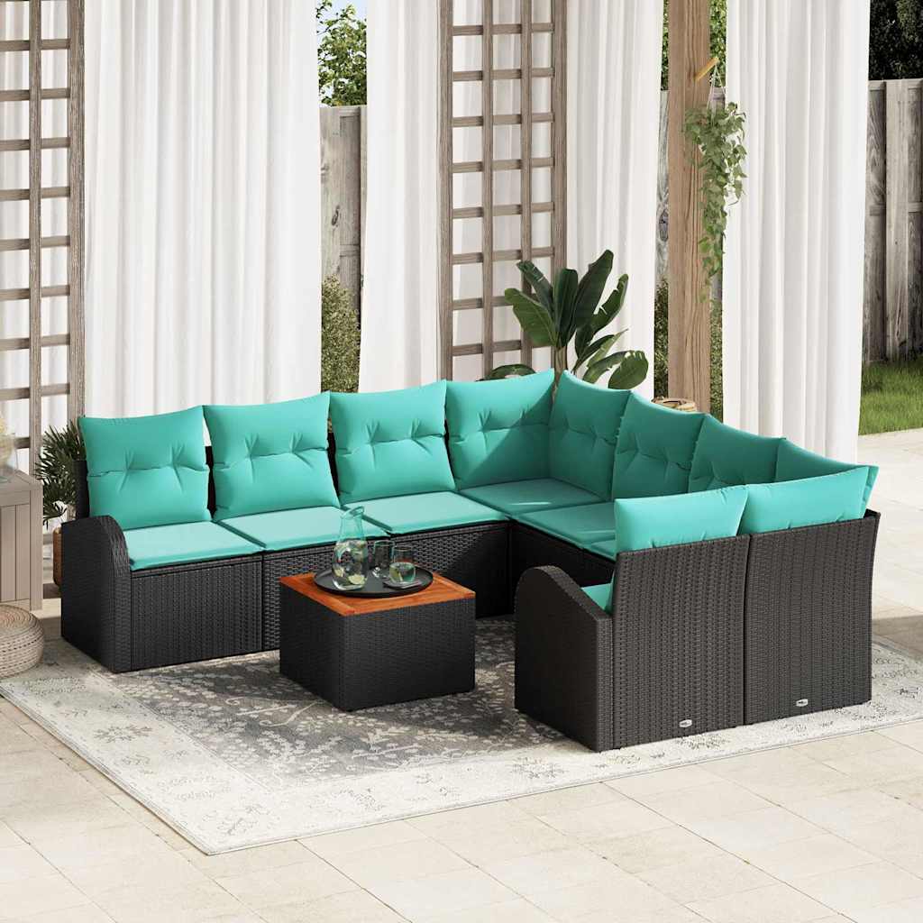 Gartensofa-Set 9 Pcs Poly-Rattan