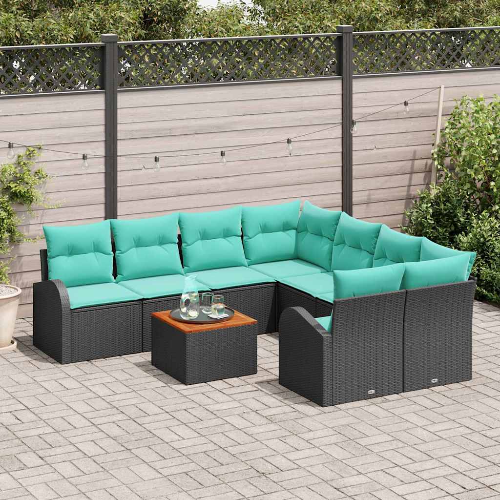 Gartensofa-Set 9 Pcs Poly-Rattan