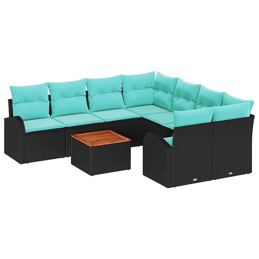 Gartensofa-Set 9 Pcs Poly-Rattan