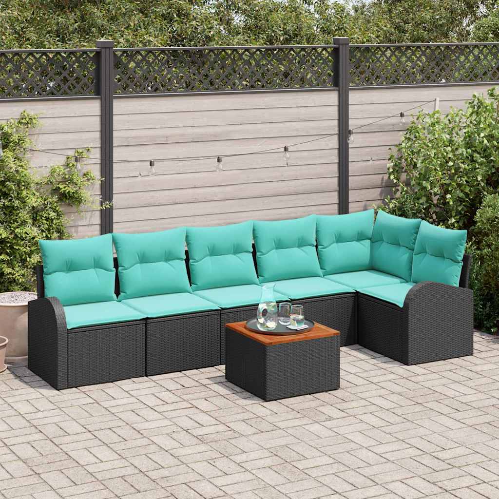Gartensofa-Set 7 Pcs Poly-Rattan