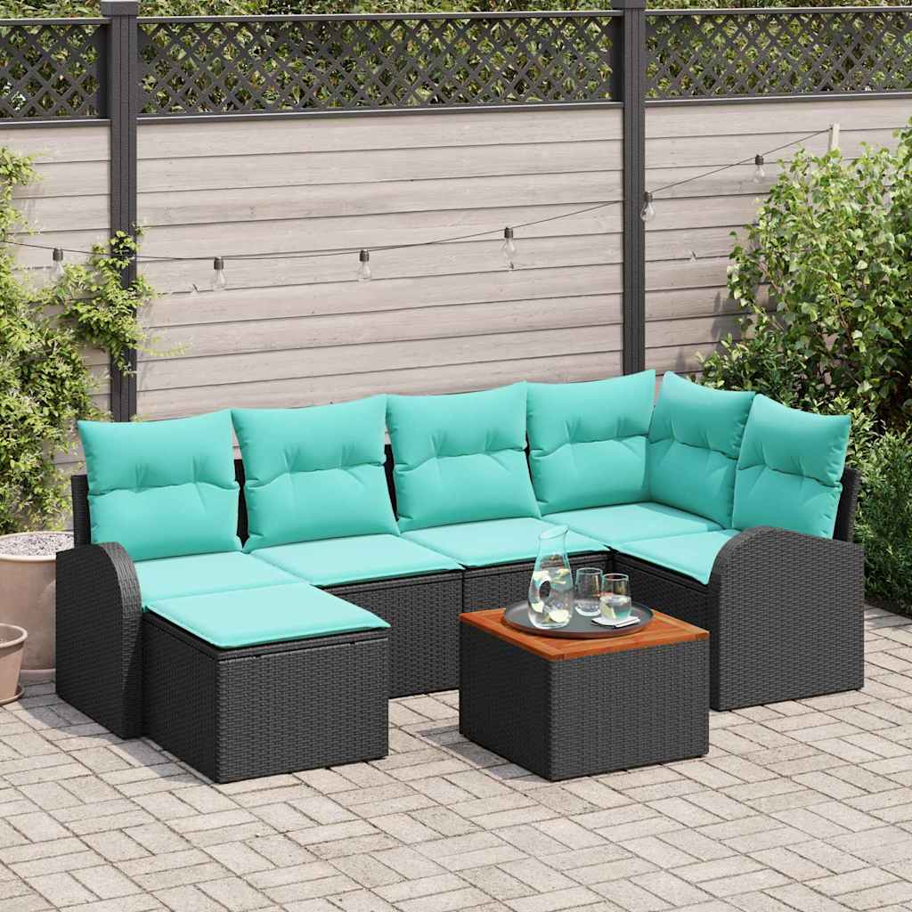Gartensofa-Set 7 Pcs Poly-Rattan