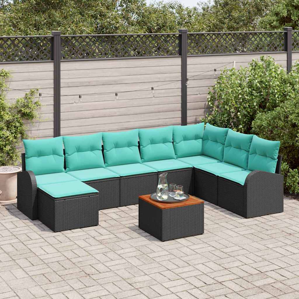 Gartensofa-Set 9 Pcs Poly-Rattan