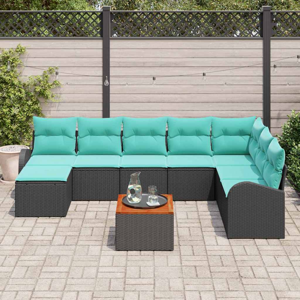 Gartensofa-Set 9 Pcs Poly-Rattan